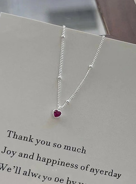 日韩ins风小巧Mini红色桃心项链