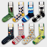 Носки HappySocks, мужские носки из расчесанного хлопка средней длины, впитывающий пот дезодорант, дышащие носки hi leather Swedish tide, цветные носки тонкого сечения