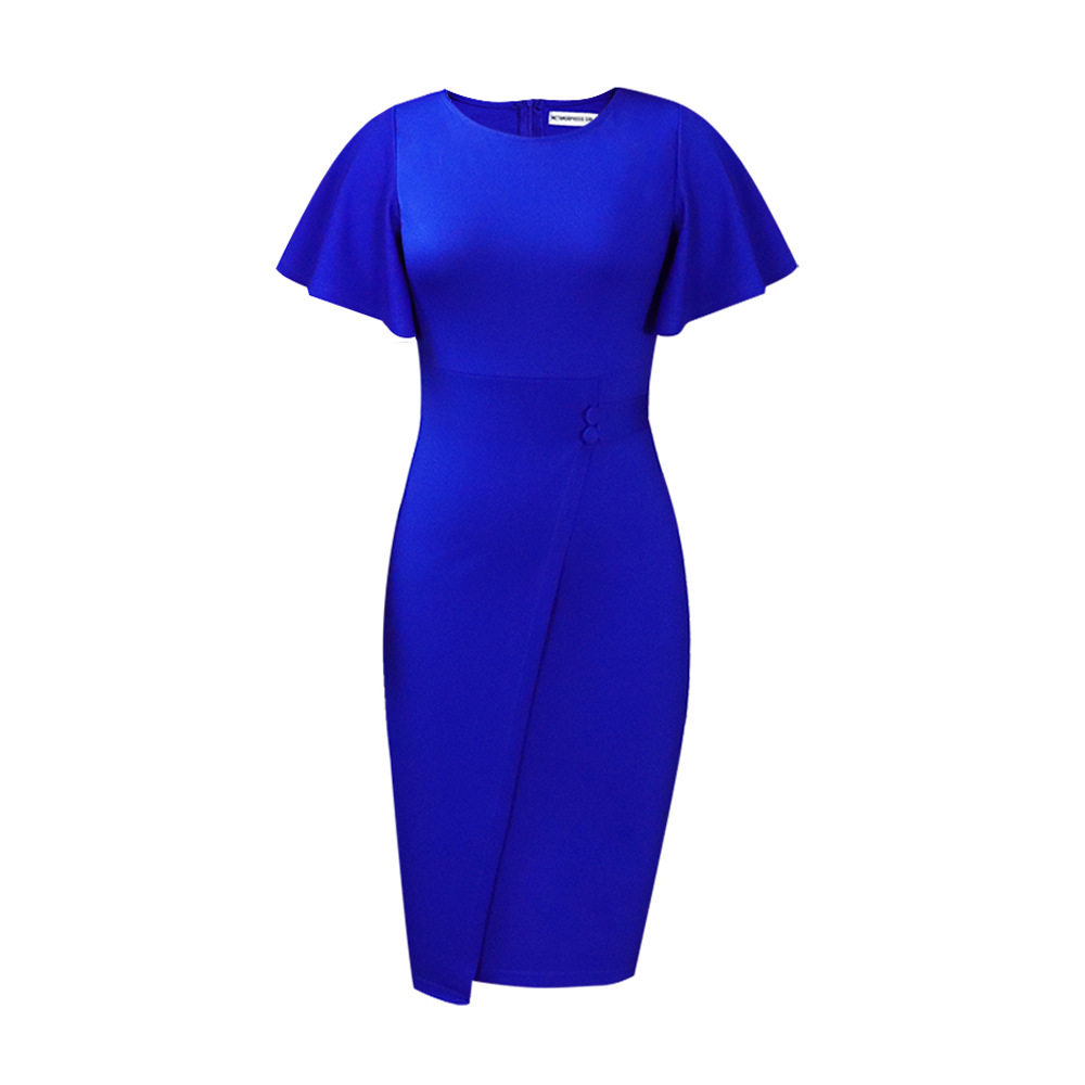 Plus Size Womens Pencil Dress Fashionable Elegant Ruffle Sleeve Bodycon Office Wear Casual Events Wholesale