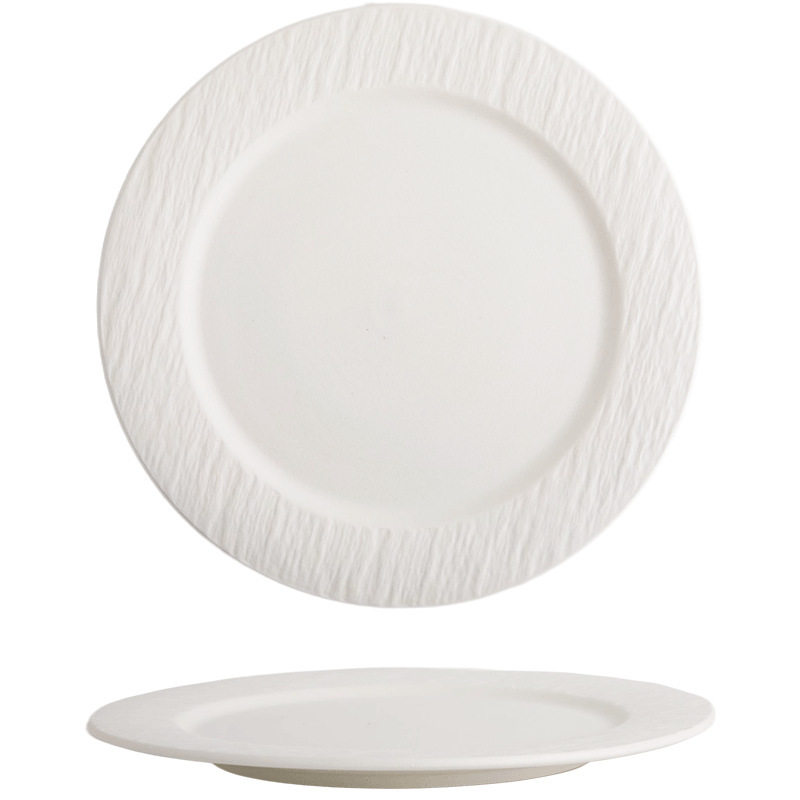 Stone Pattern Ceramic Disc Steak Plate Western Food Plate Flat Plate Pizza Plate Household Plate Western Restaurant High Value Plate