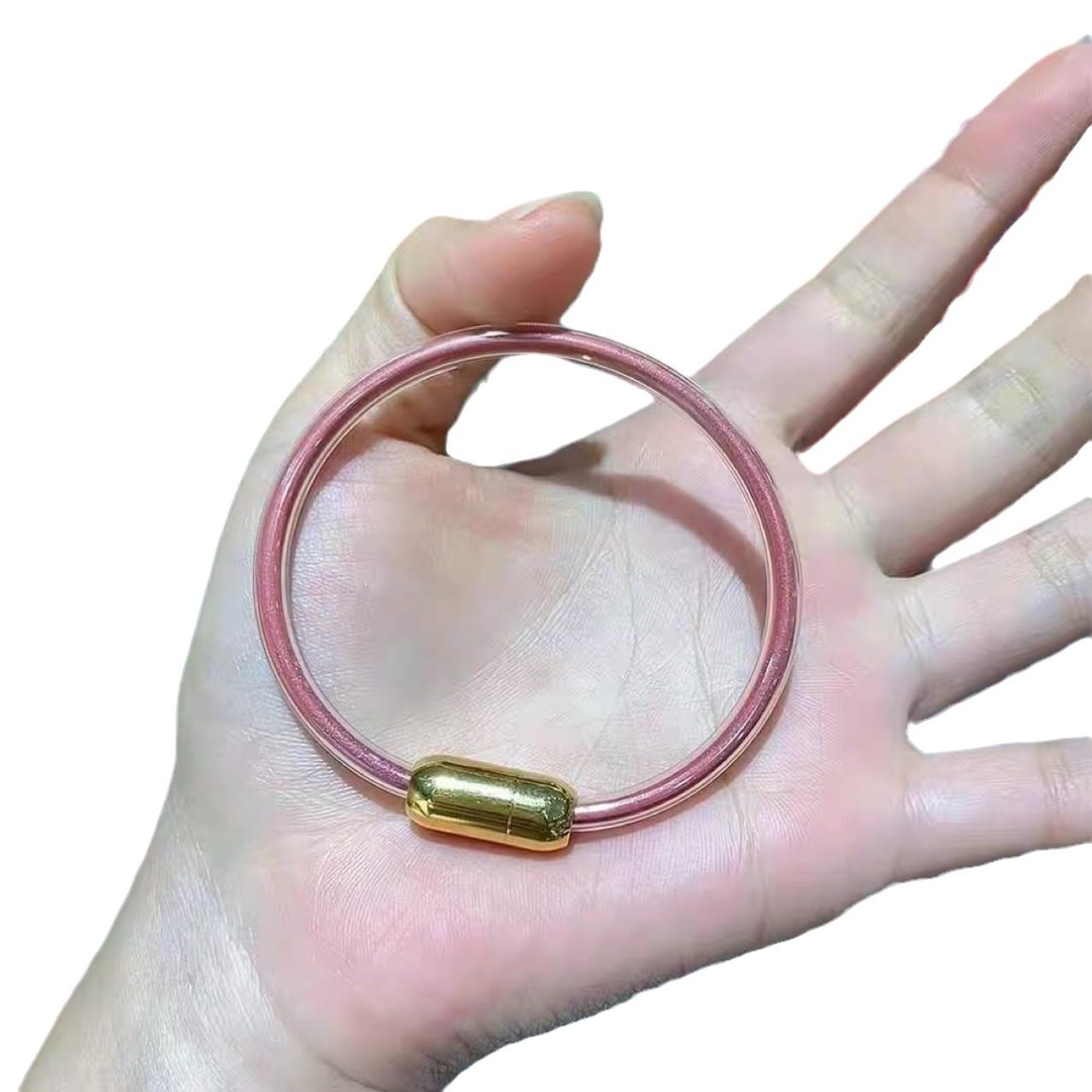 2025 Cinnabar Hose Bracelet DIY Benmingnian Acrylic Men's and Women's Bracelet Transparent Hollow Tube Bracelet with Pink and Purple