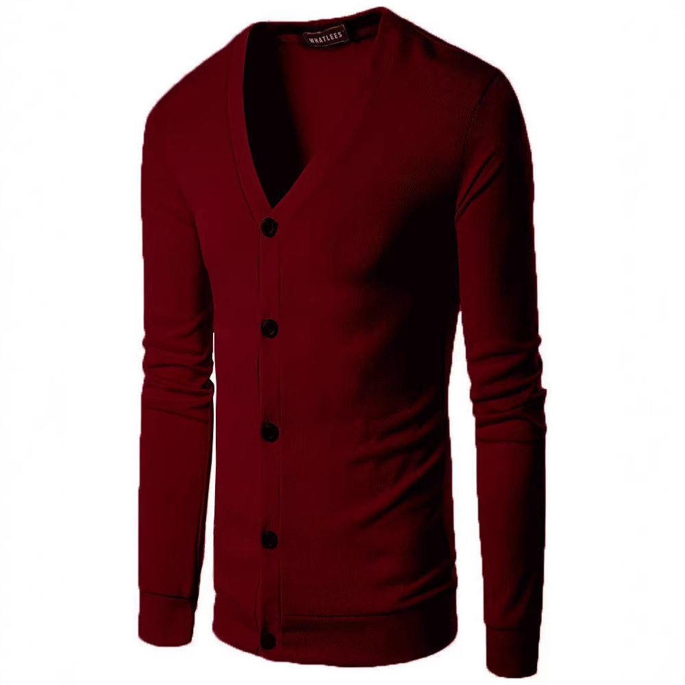 针织衫男款春秋新品休闲纯色男式针织开衫V领长袖毛衣男跨境现货