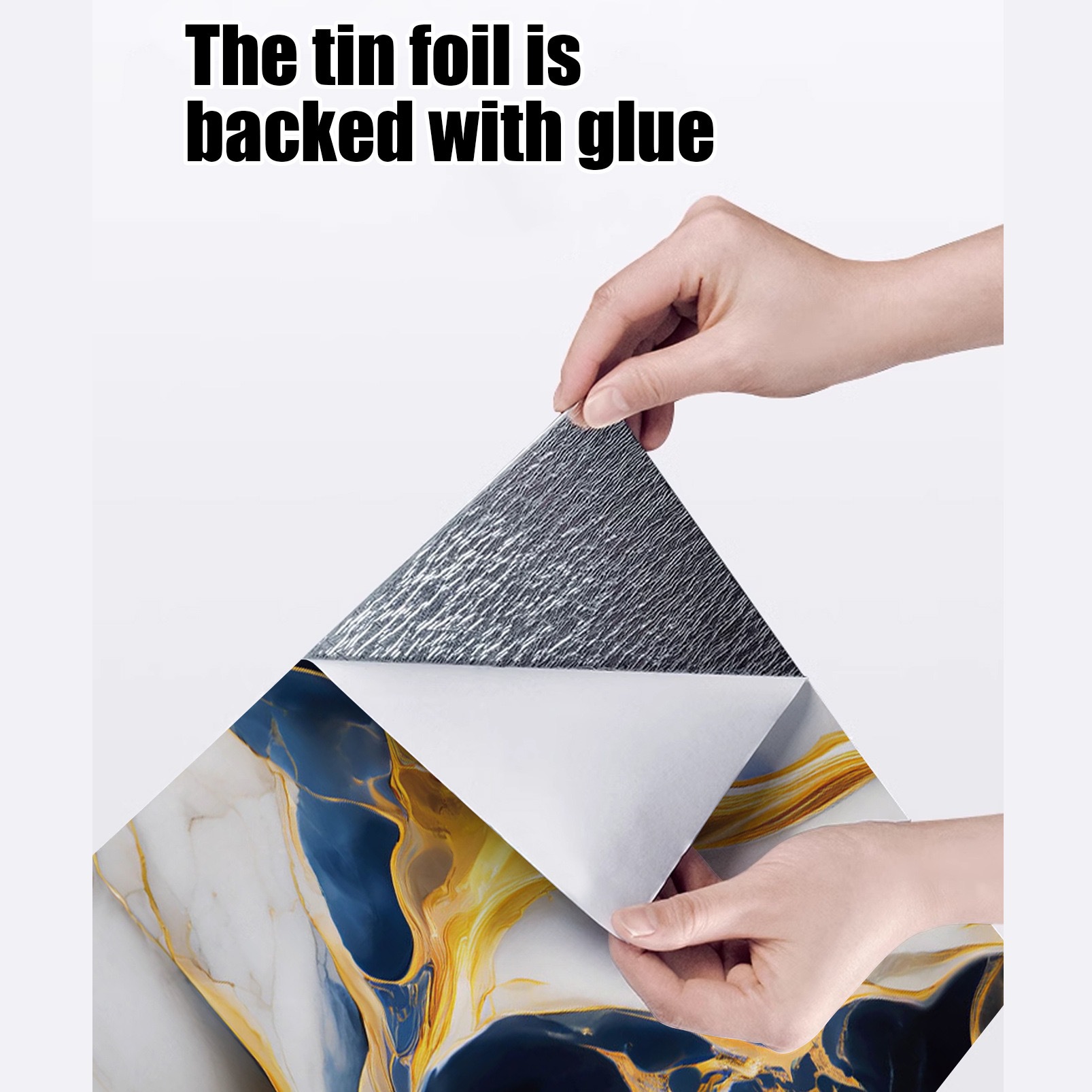 跨境外贸仿大理石鎏金3d墙面翻新装饰贴纸防油防水墙纸自粘瓷砖贴