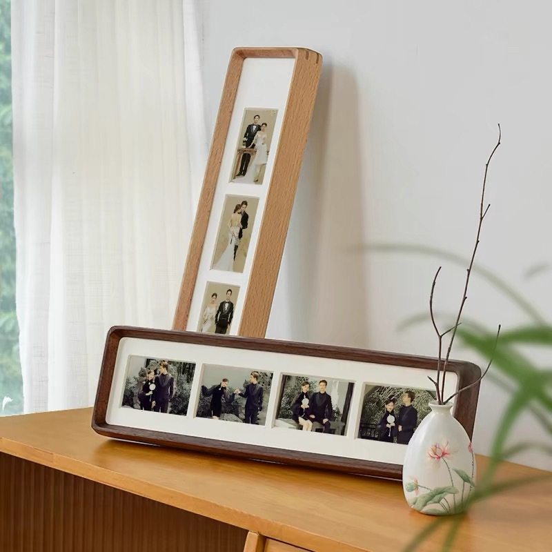 Long solid wood photo frame wholesale mortise and tenon black walnut calligraphy and painting mounting frame photo multi-palace frame hanging wall