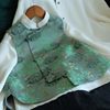 New Chinoiserie National Style Tang Suit Green Printed Vest Jacket Women's Spring and Summer Waistoutwear Buttoned Vest
