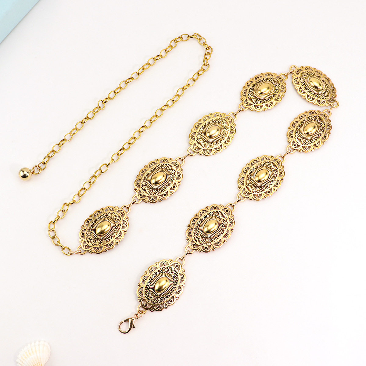 Retro Carved Metal Waist Chain, Versatile and Elegant Women's Dress, Ethnic Style Waist, Fashionable Waist Accessories
