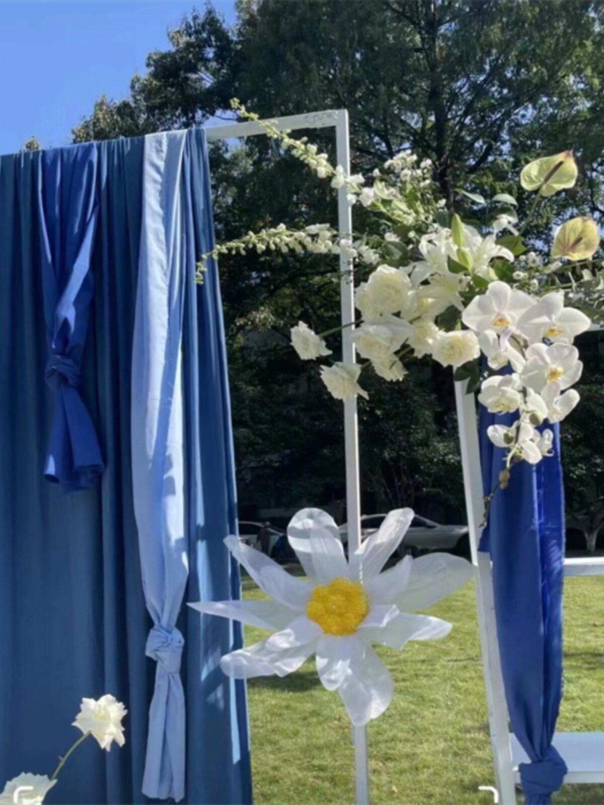 Blue Milk Silk Stretch Fabric Wedding Curtain Curtain Arch Hotel Stage Korean Ceiling Curtain Decorative Gauze Curtain