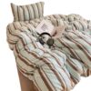 2025 New Mix and Match Stripesd Milk Velvet Four-Piece Set, One Pillowcase, Mint Chocolate