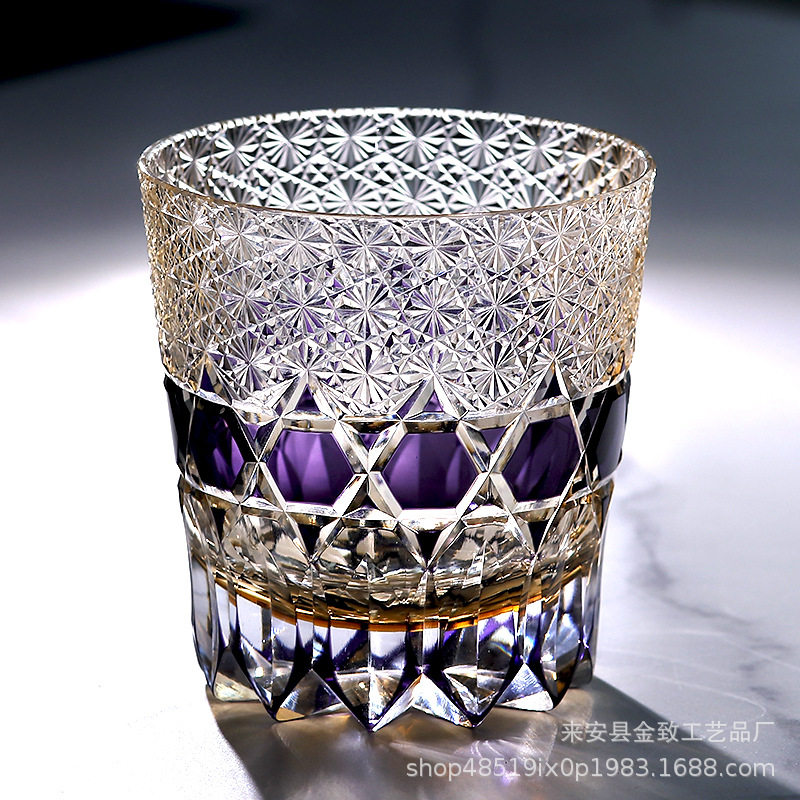 Edo Kiriko Crystal Cup Hand-Carved Whiskey Glass Red Wine Glass High-End Liquor Glass Beer Glass
