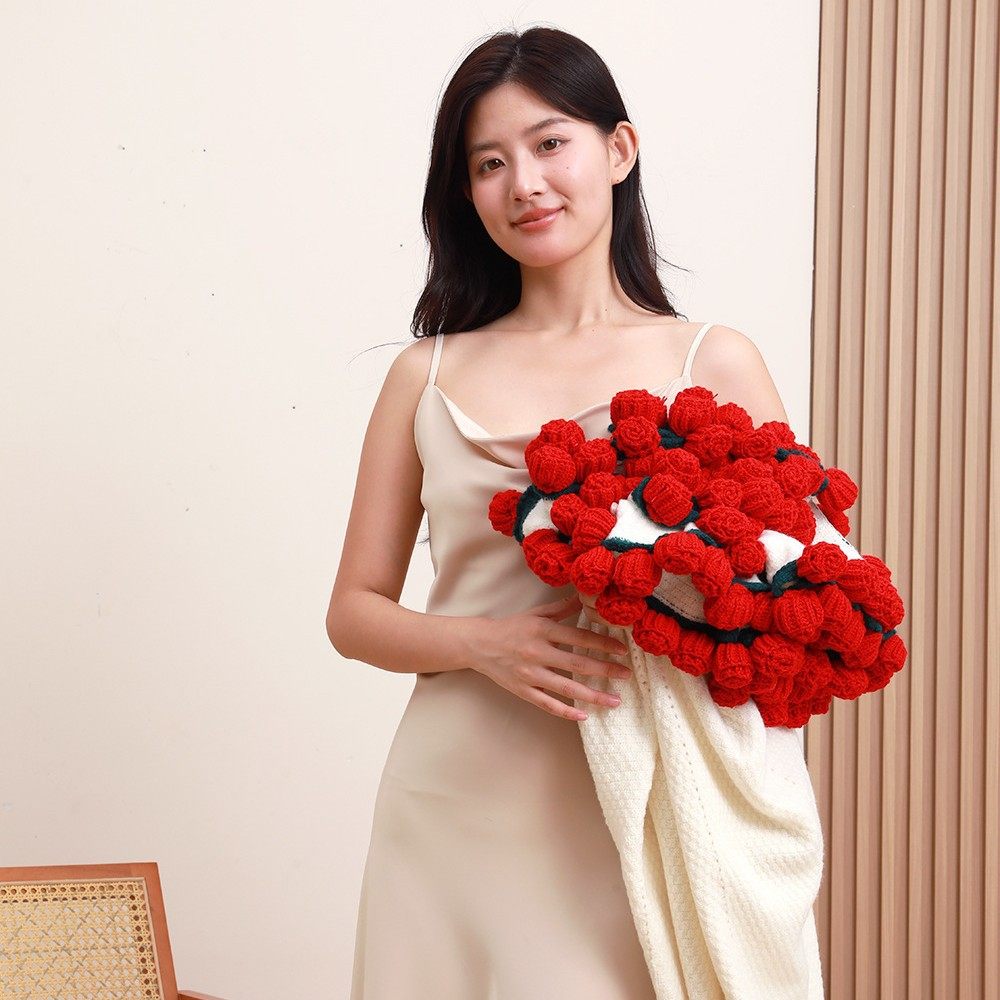 Rose Bouquet Blanket Wool Finished Bouquet Wool Ball Crocheted Flower Blanket Flower Crochet Finished Blanket