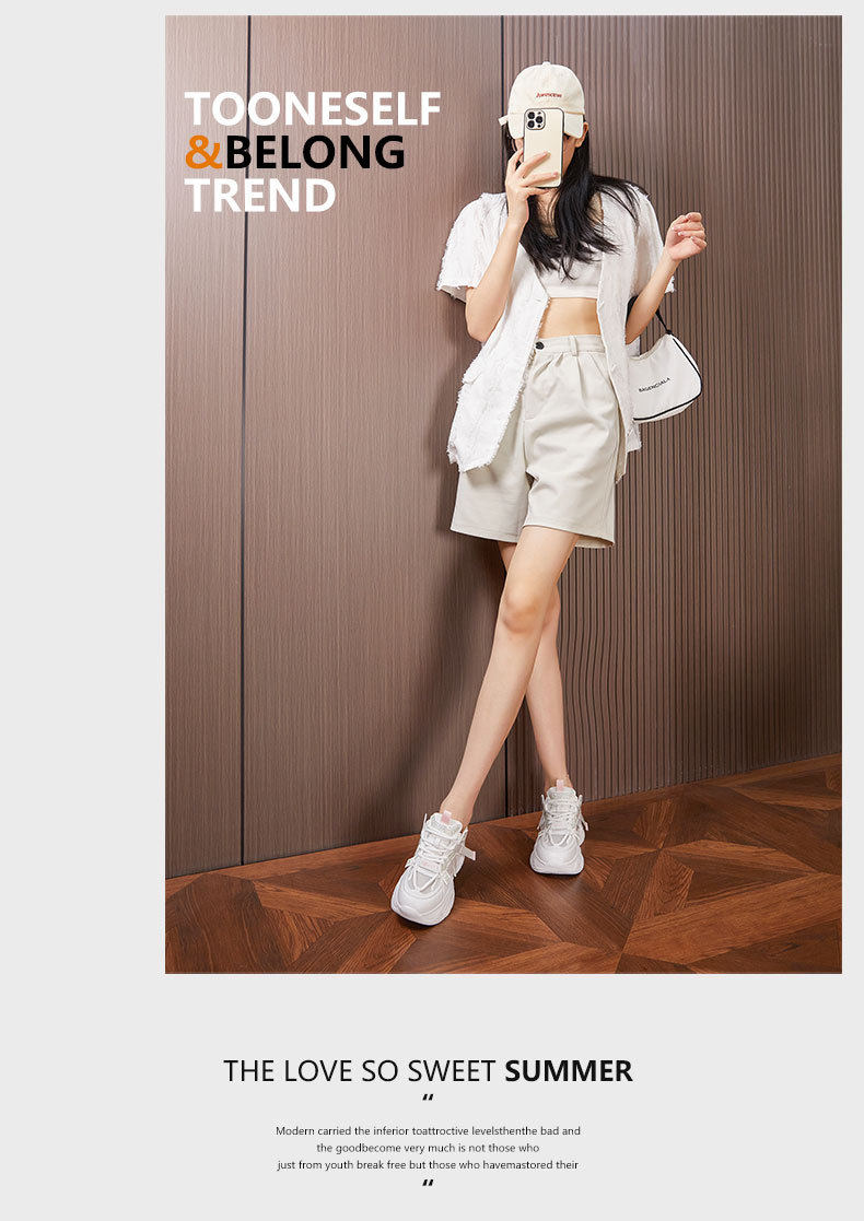 Giày sneaker nữ chunky đế dày rhinestone lưới thoáng khí — Trắng, Bột trắng chi tiết 11