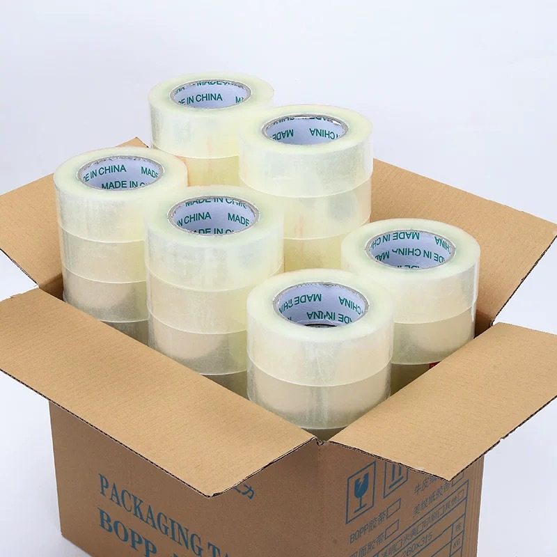 Tape Transparent Packaging 6cm Wide Strong Adhesive Sealing Tape Large Roll Yellow Logistics Packaging Tape Whole Box Wholesale