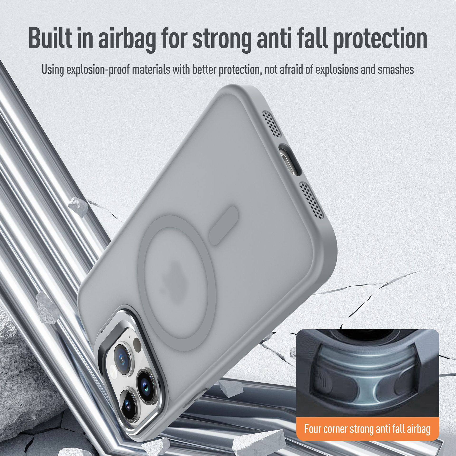 Suitable for Apple 17Pro Skin-Feel Magnetic Phone Case iPhone 16Promax Lens Holder 13 Protective Case 14