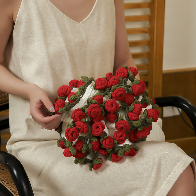 Rose Bouquet Blanket Finished Eternal Flower Nap Blanket Hand-Woven Decorative Blanket Blanket Chinese Valentine's Day Birthday Gift