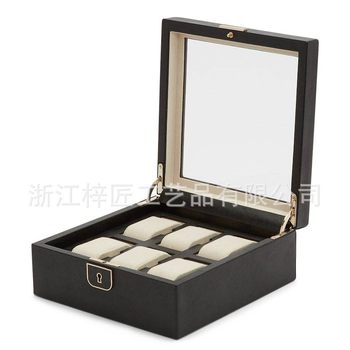 Genuine Leather Solid Wood Watch Box Wooden Storage Box Earrings Ring Jewelry High-End Jewelry Packaging Box