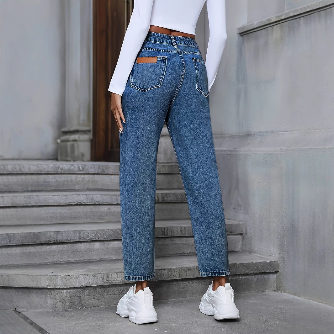 High Waisted Straight Leg Jeans Womens Denim Trousers Casual Everyday Wear Ready to Ship custom packaging