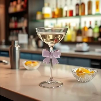 Customized Soda-Lime Bow Cocktail Glass D Style Hand-Pasted Bow Tall Glass