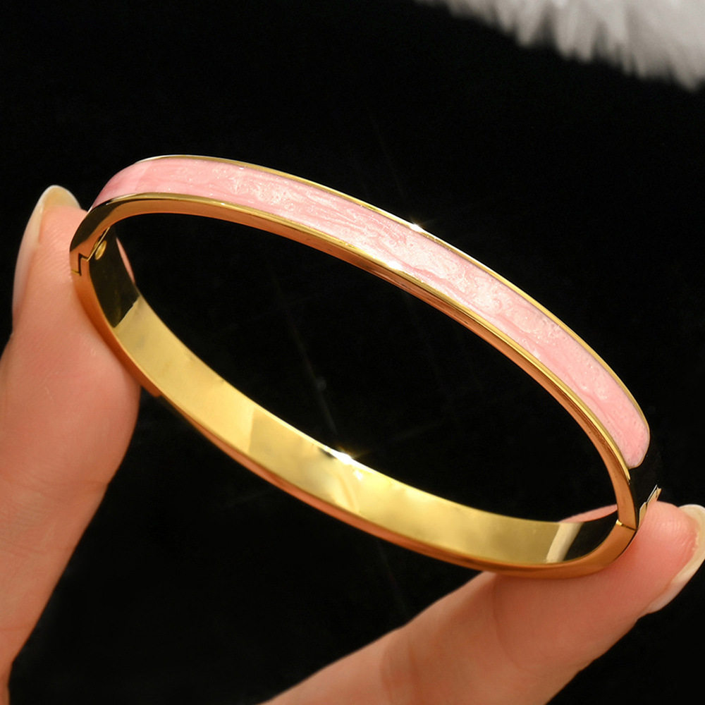 欧美热卖时尚不锈钢金色手镯不易褪色18K不锈钢首饰gold bangles