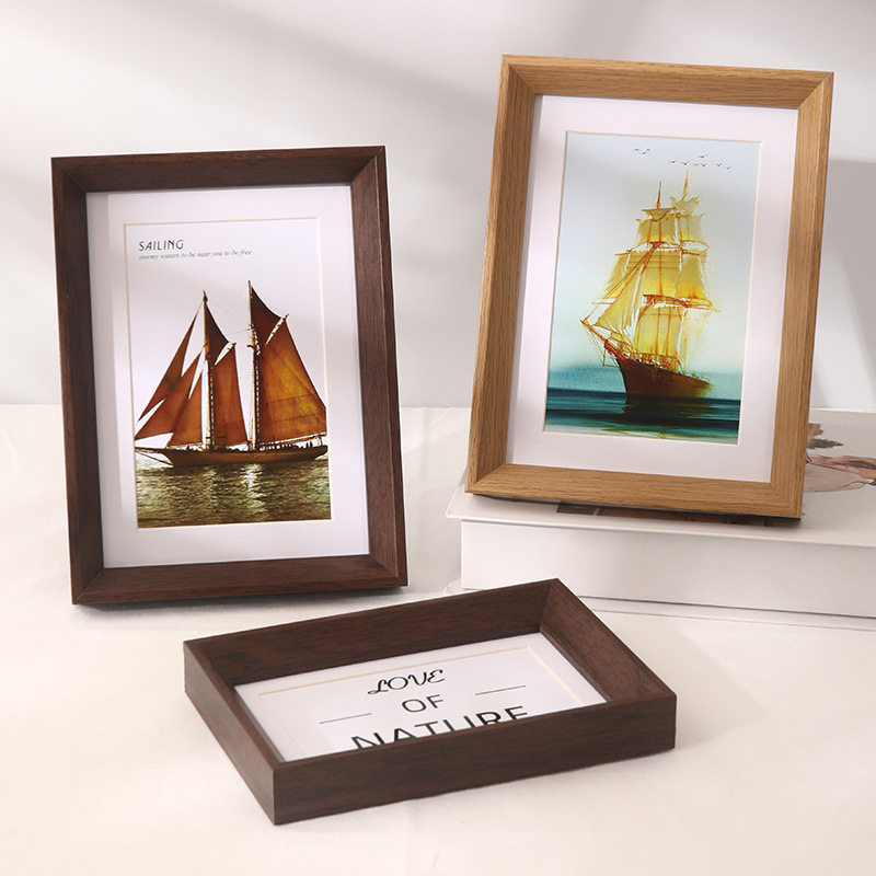 Wooden Photo Frame Empty Frame 6inch Photo Frame 7inch Table Decoration A4 Cardboard Mini Small Picture Frame Oil Painting Framed Outer Frame
