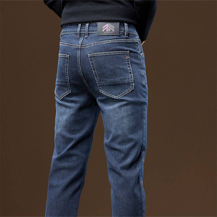 Quần Jean Dáng Suông Nam Co Giãn Thoải Mái Phong Cách Casual Màu Xanh Đen