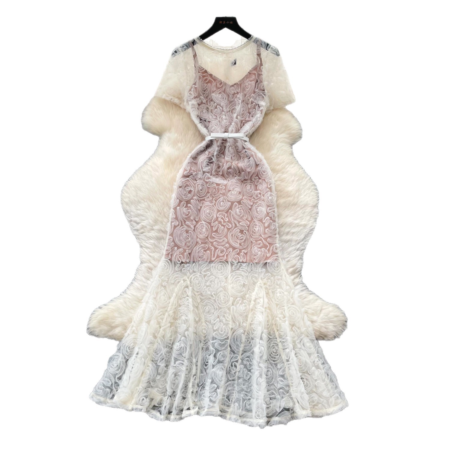 White Lace Cami Dress High Waist Slim Fit Elegant Style Summer Fashion for Women Wholesale Available