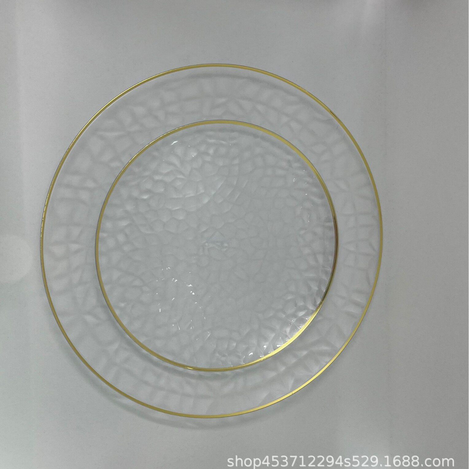 Gold-Stamped White Dinner Plate Set Disposable Dinner Plate Dragon Pattern Black Gold-Edged Embossed Plate Ps Hard Plastic Export Tableware