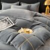 Four-piece double-sided velvet padded quilt cover velvet pillowcase velvet solid color milk ins baby dormitory three-piece bed sheet