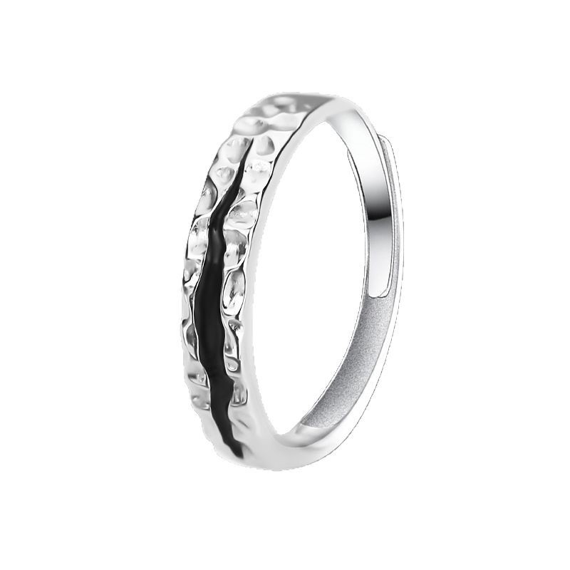 Vintage Abyss Ring Men's Trendy Hip-Hop Finger Ring Fashion Niche Glue Drop Adjustable Split Ring