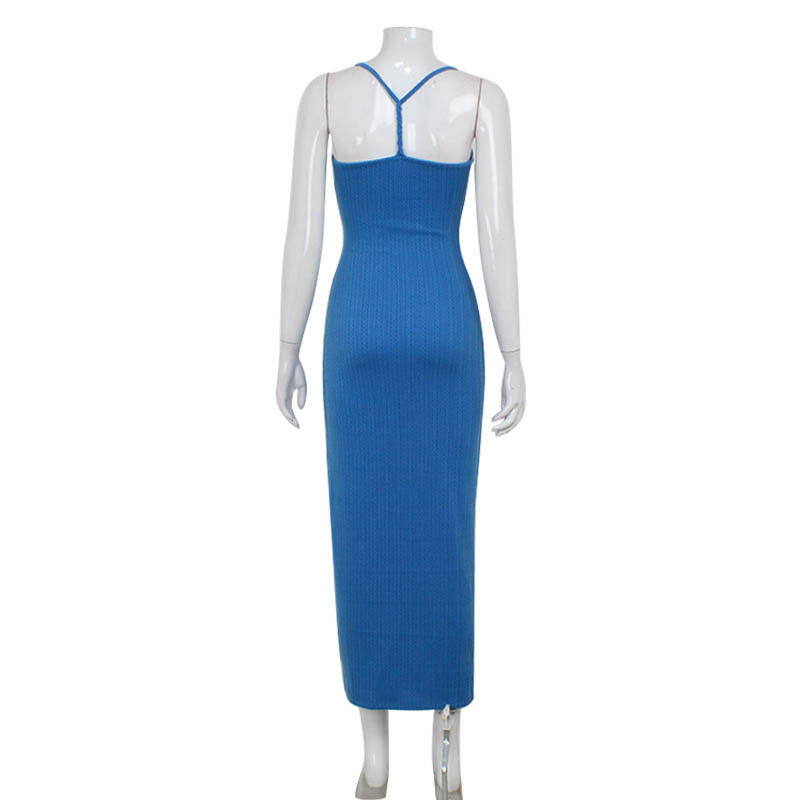 Sexy V Neck Knitted Maxi Dress High Slit Bodycon Fit Elegant Style Perfect for Parties and Evening Events Wholesale