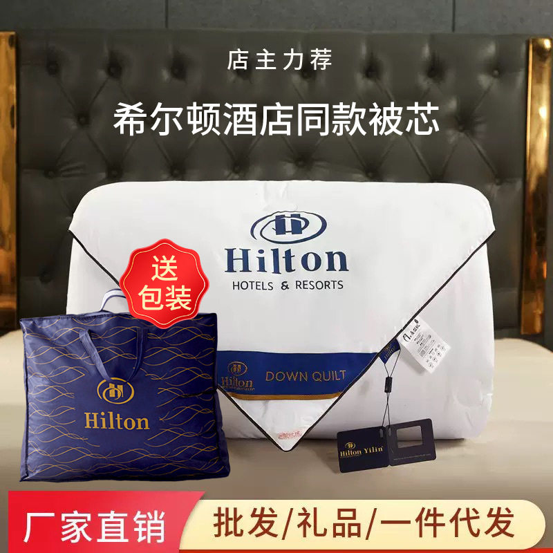 Шелковое одеяло отеля Hilton, имитирующее шелк шелковицы тутового дерева, теплое одеяло с сердечником, весенне-осеннее утолщенное зимнее одеяло, групповая покупка, подарочное одеяло оптом Изображение 1