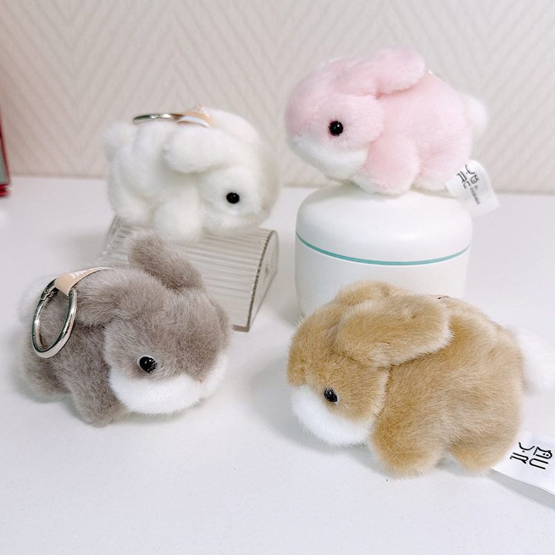 Original Plush Cute Realistic Mimi Rabbit Plush Keychain Bag Charm Small Rabbit Doll Pendant Gift