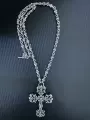 Delicate openwork cross pendant necklace - 80cm