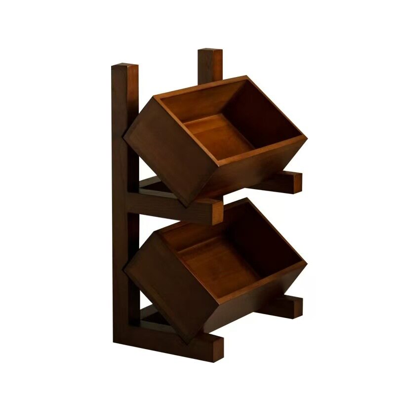 Spot Retro Floor-Standing Storage Rack Living Room Decoration Fruit Storage Basket Multi-Layer Wooden Sundry Storage Rack