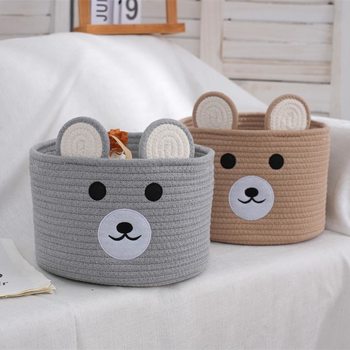 Cute Little Teddy Bear Student Desktop Multi-function Storage Basket with Handle Desktop Cosmetic Sundry Storage Basket