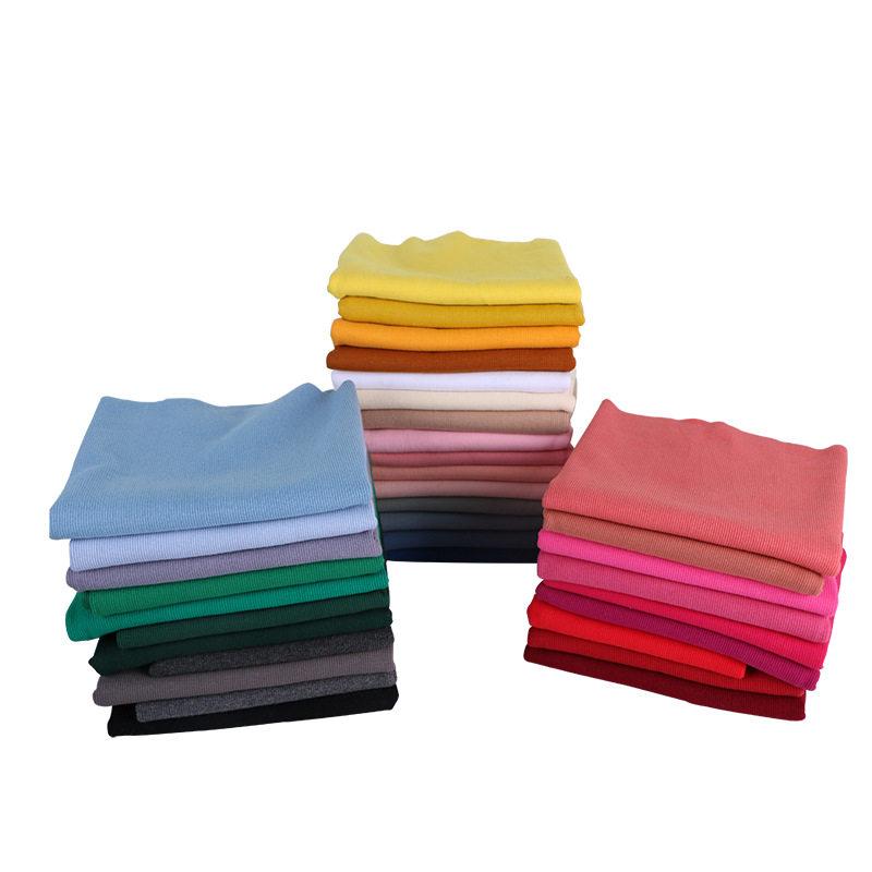 Stretch Cotton Threaded Fabric 2*2 Screw Clothes Collar Cuffs Hem Pure Cotton Cuffed Sweatshirt Ribbed Fabric