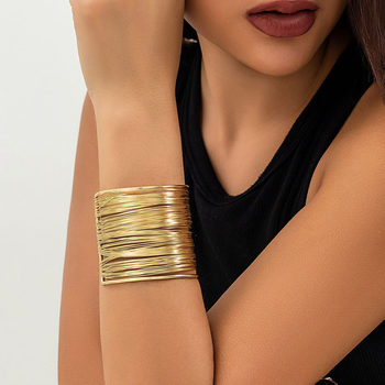 European and American Retro High-Quality Wire Bracelets Cross-Border Foreign Trade Personalized Exaggerated Metal Open Bracelets Jewelry Wholesale for Women