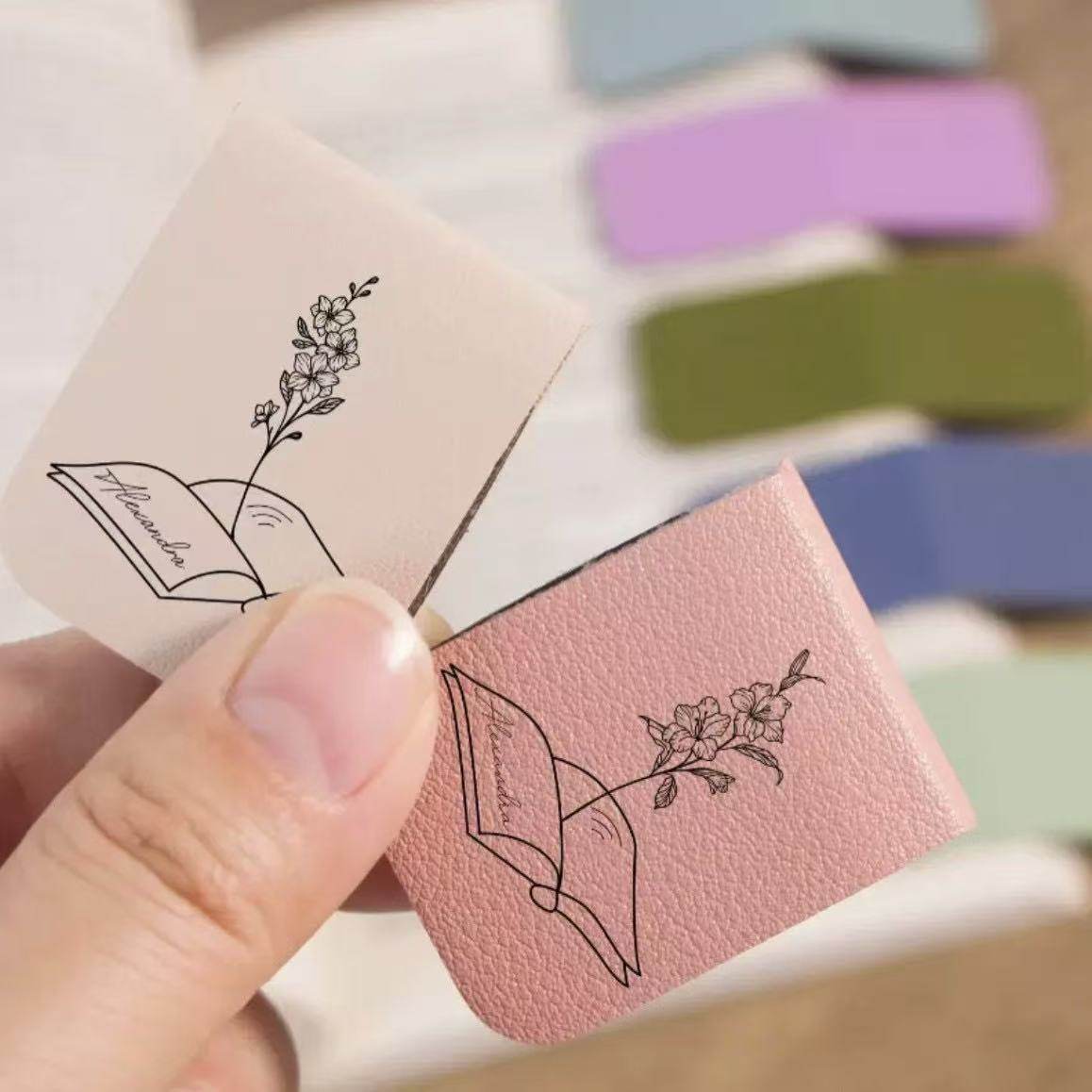 New Square Soft Magnetic Pu Customized Bookmark Book Pagination Student Reward Reading Can Logo Magnetic Creative Bookmark