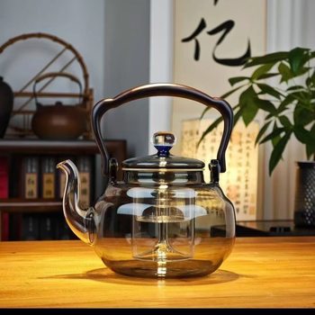 Tea Brewing Set with Electric Ceramic Stove, Heat-Resistant Glass Teapot with Handle, and Starry Sky Design