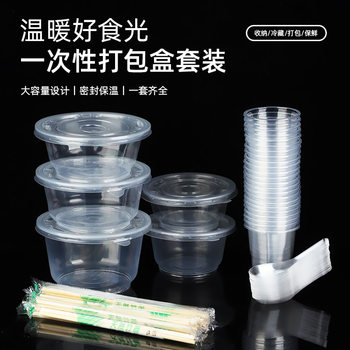 Disposable Bowl, Chopsticks and Spoon Set for Outdoor Picnics, Disposable Tableware, Plastic Round Bowl, Cup and Spoon