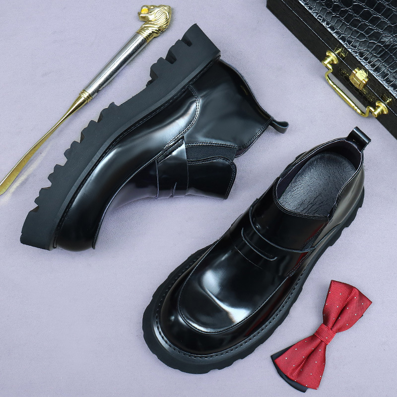 Giày Chelsea boot nam da bò thật cổ thấp dáng công sở — Màu nâu, Màu đen, Màu nâu cộng với nhung, Màu đen cộng với nhung