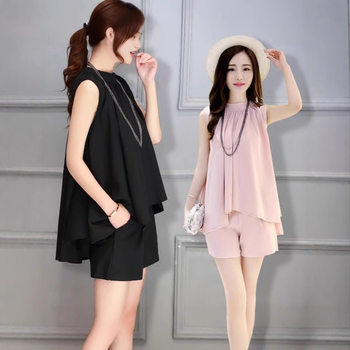 Casual Chiffon suit Women's Summer New Fashion Women's Loose Slimming Shorts Two-piece Set Korean-style plus size Women's Clothing