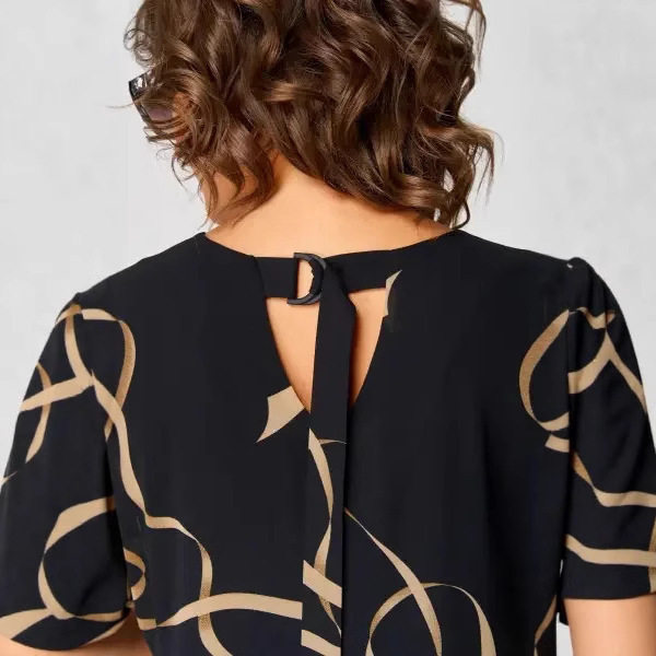 2025欧美时尚新款跨境优雅印花V领连衣裙大码女装气质通勤中长裙