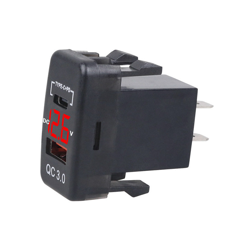 Suitable for Toyota Car Lossless Installation USB Voltmeter Original Hole Usbqc3.0Tpc Fast Charging Car Charger