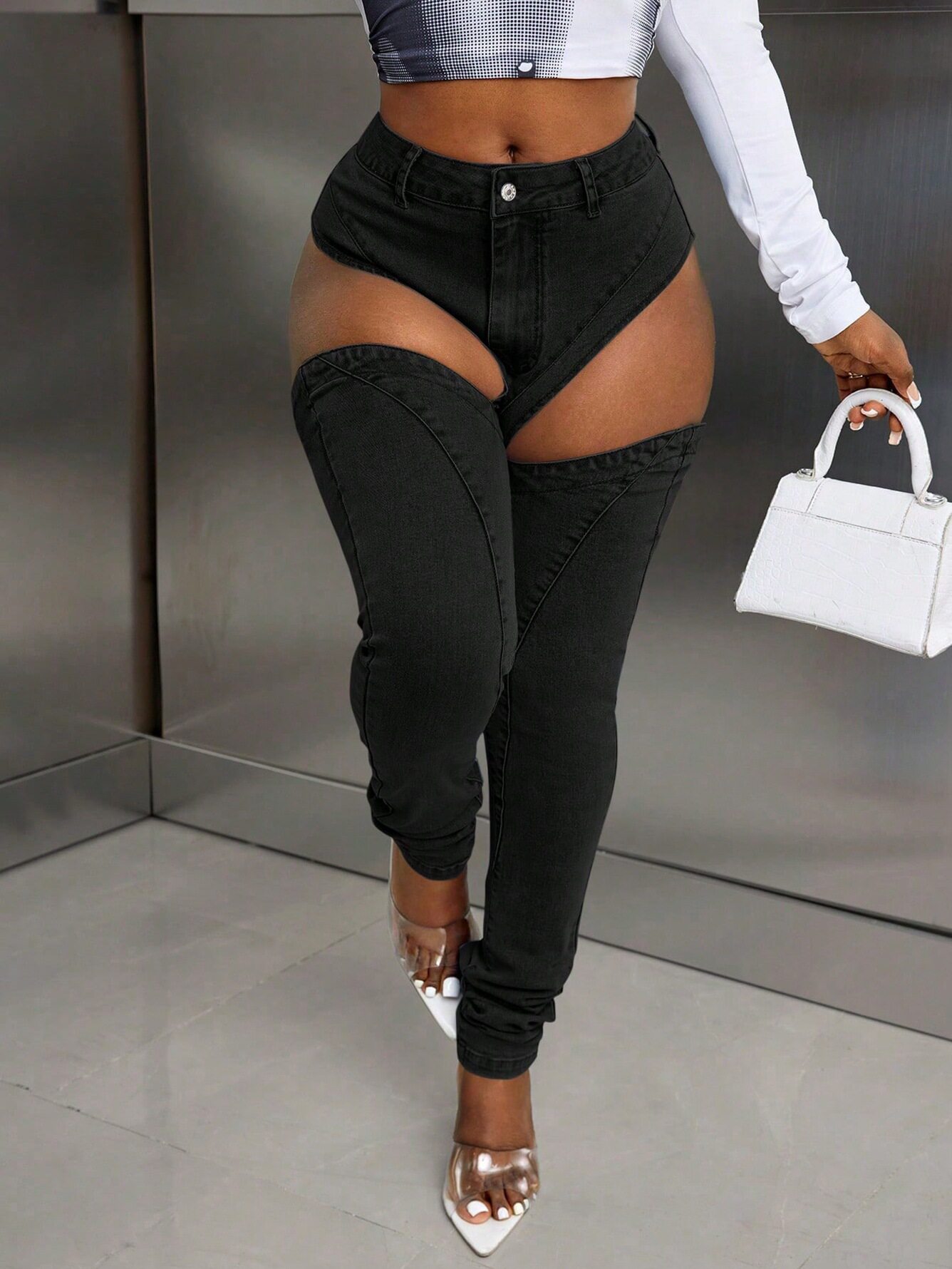 High Stretch Sexy Casual Hollow Out Womens Jeans Unique Design Trendy Style Comfortable Fit Wholesale Available