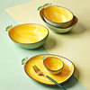 Creative Pineapple Ceramic Tableware Set Simple Salad Fruit Plate Household Cute Flat Plate with Vegetable Plate Breakfast Plate