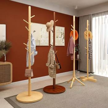 Solid Wood Floor-Standing Coat Rack, Bedroom Household Vertical Clothes Rack, Clothes Rack, Simple Modern Bag Hanging New