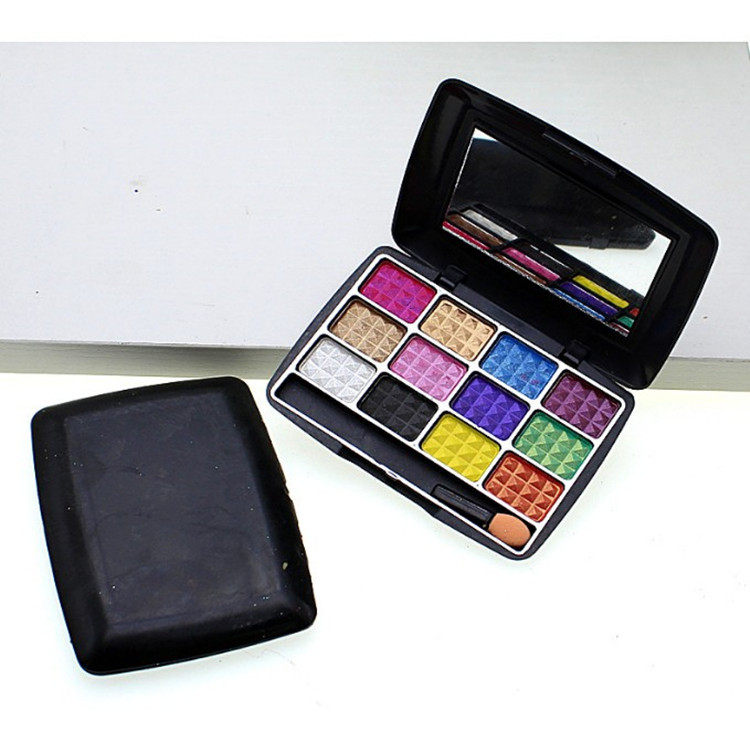 12 Color Band Mirror Eye Shadow Plate Student Sequins Glitter Earth Color Pearlescent Matte Beginner Glitter Eye Shadow