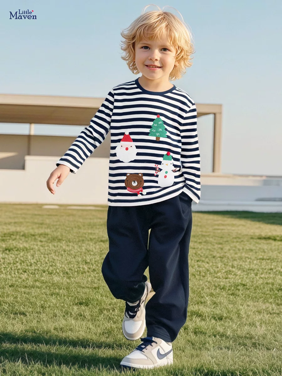 Source Factory Kids' Clothing Wholesale, New Autumn Christmas Boys' Set, [Style] Cartoon Striped Kids' Set