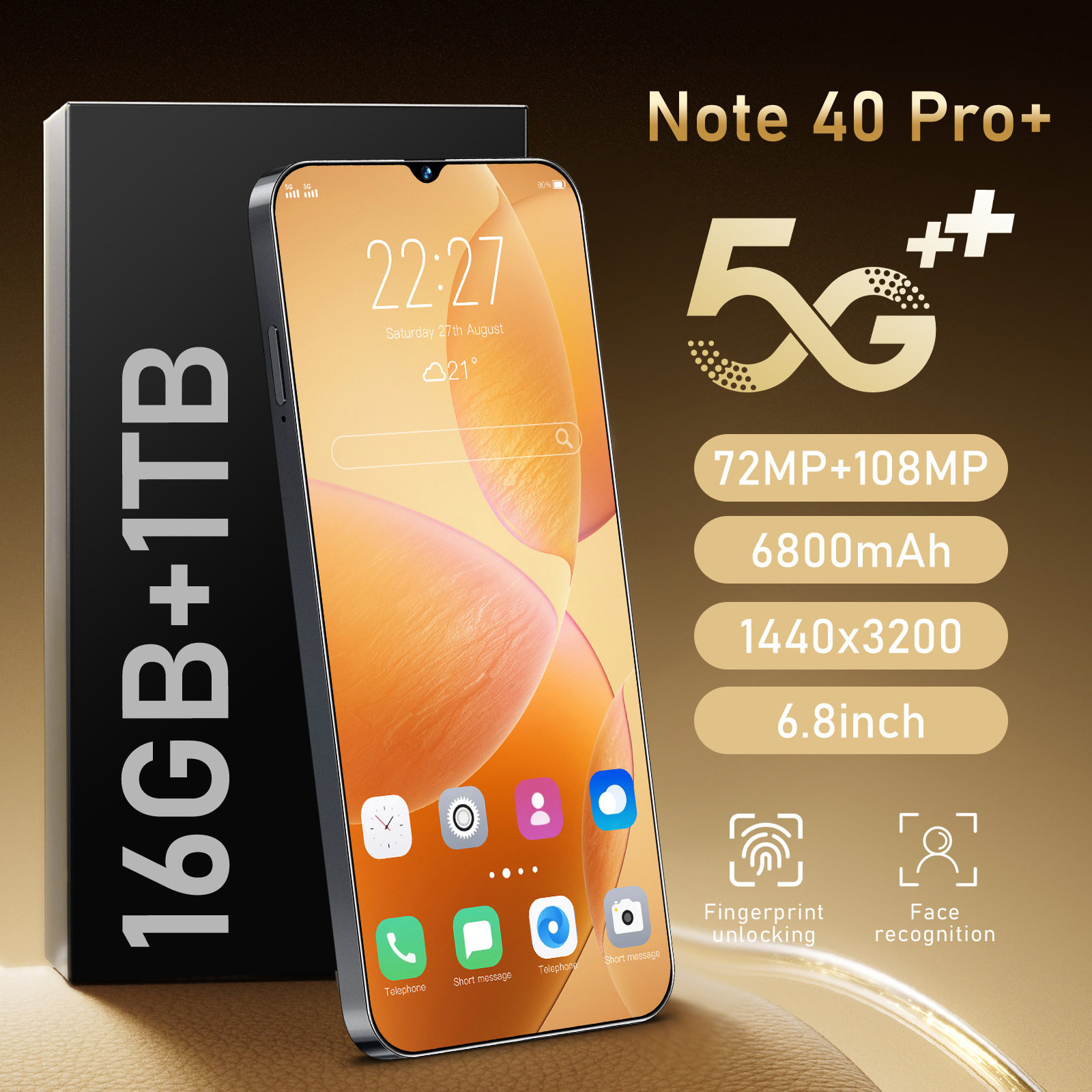 新款Note40Pro+跨境手机6.8incell屏2+16G真4G全球版智能外贸手机