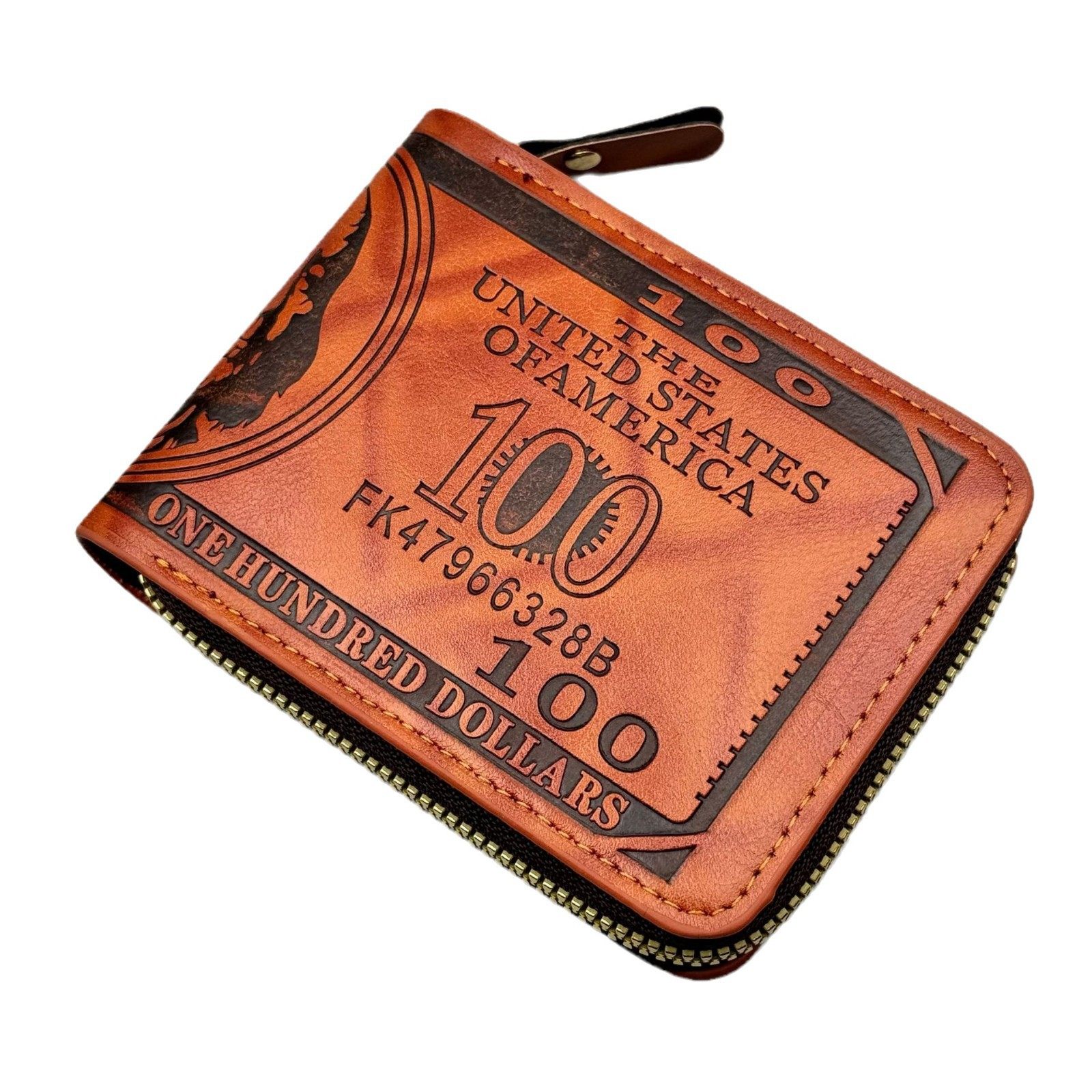 Factory direct men's wallet retro printed dollar short zipper bag Amazon cross-border explosions ultra light coin purse